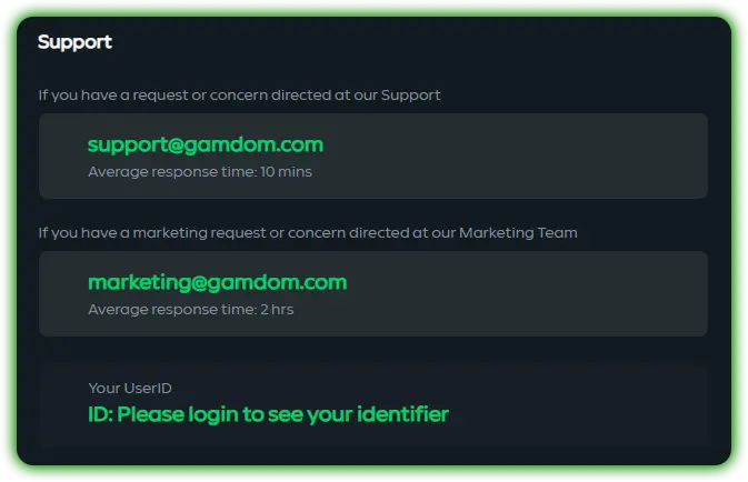 Gamdom Espana Support